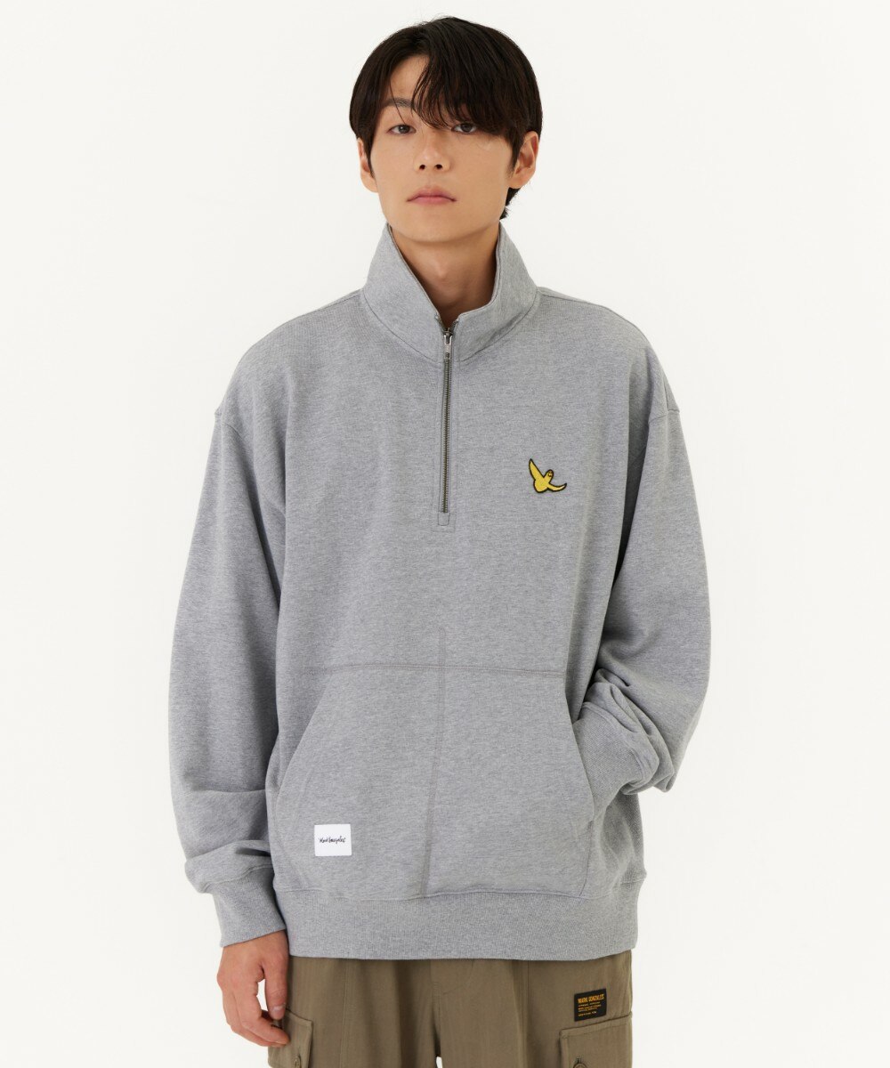スウェット・トレーナー Mark Gonzales ANGEL WAPPEN OG SWEAT HALF ZIP-UP ANGEL WAPPEN OG SWEAT HALF ZIP-UP - M/GREY - 마크곤잘레스