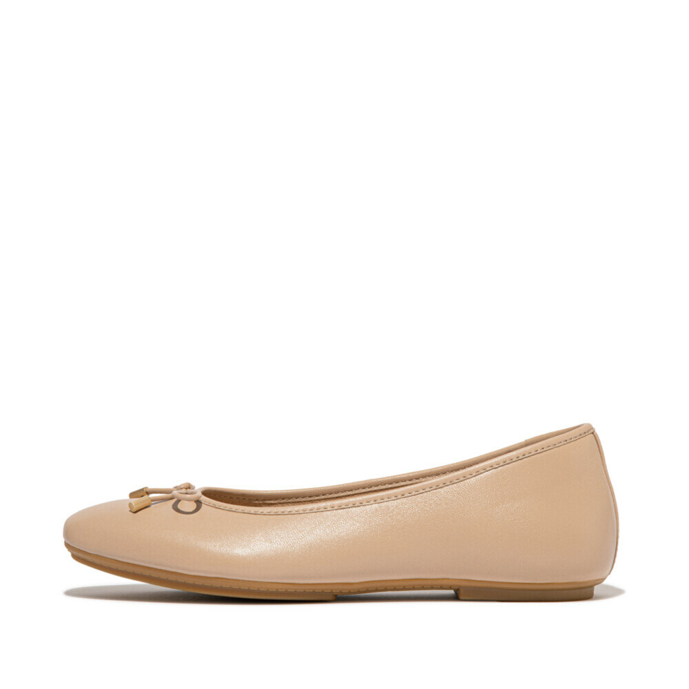 DELICATO BOW SOFT LEATHER BALLET FLATS Classic Beige