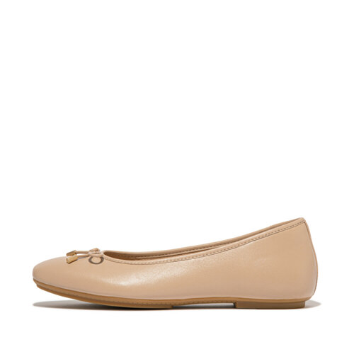 DELICATO BOW SOFT LEATHER BALLET FLATS Classic Beige