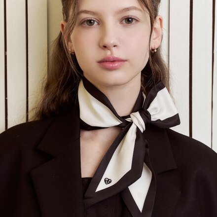 classic heart twilly silk scarf_white