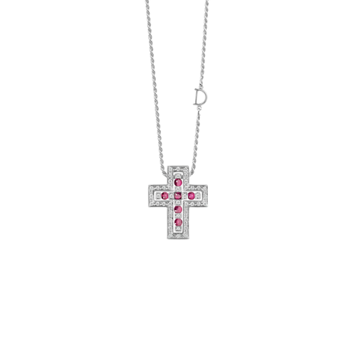 BELLE EPOQUE_WG CROSS NECKLACE DIAS.RUBY 14x12 MM
