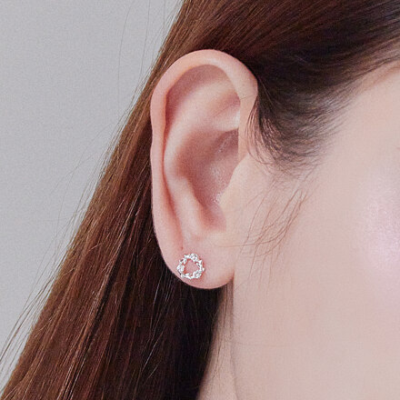 [아이들 미연 착용] silver wreath-earring