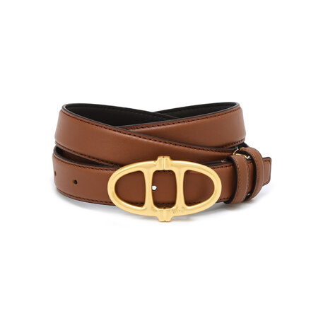 25MM Brown Matte Leather Double A Belt (Gold)