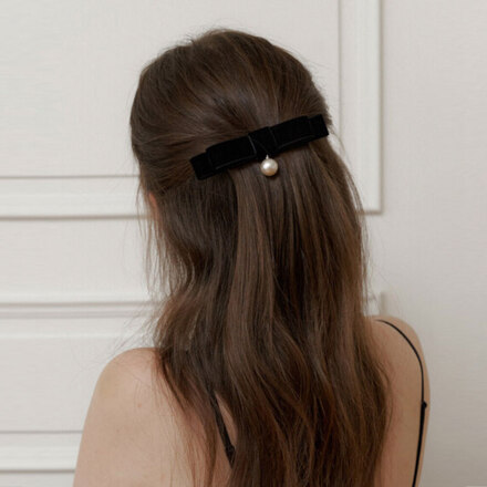 pearl point silk velvet ribbon - black
