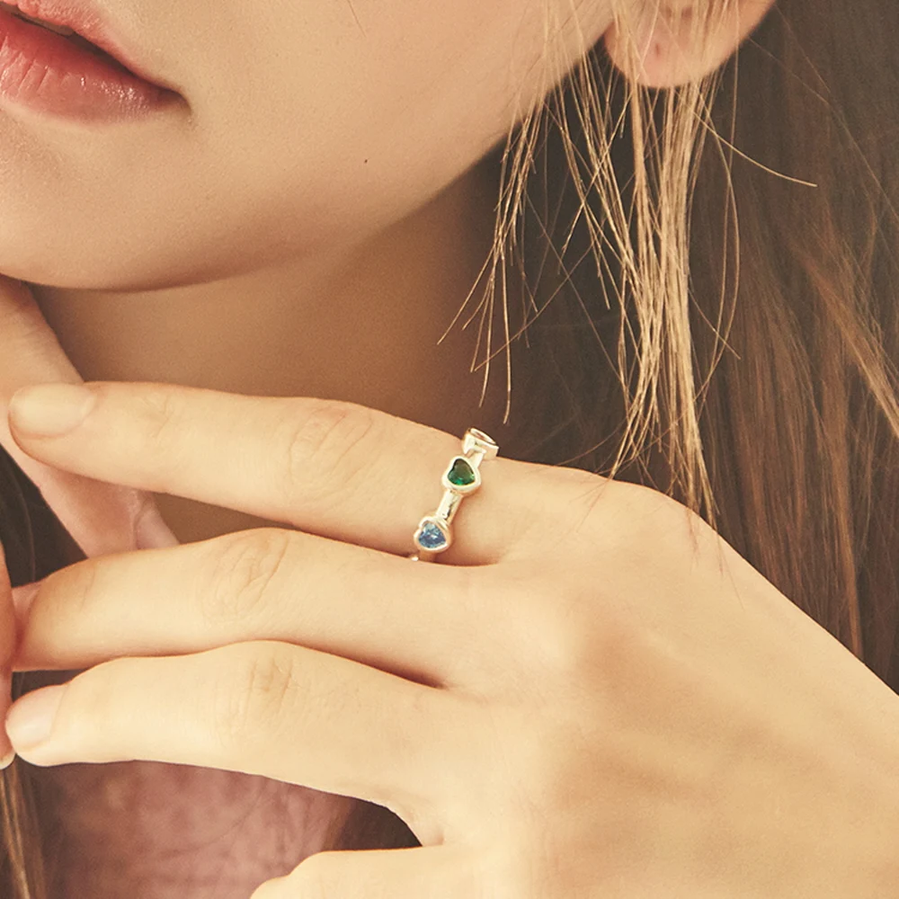 신세계인터넷면세점-챠미-ring-[에스파 카리나,에이핑크 오하영 착용] silver rainbow love-ring