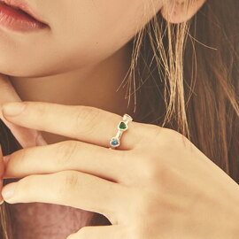 [에스파 카리나,에이핑크 오하영 착용] silver rainbow love-ring