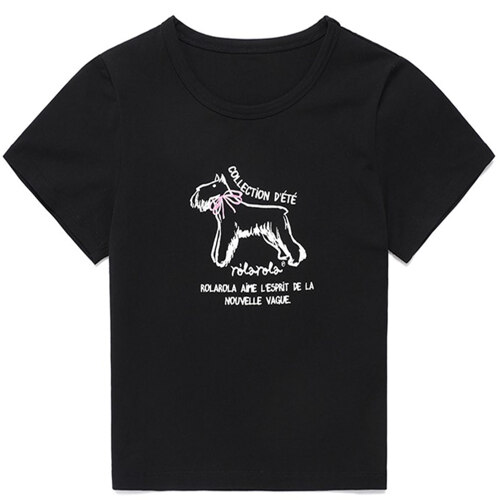 ROLA RIBBON PUPPY T-SHIRT BLACK