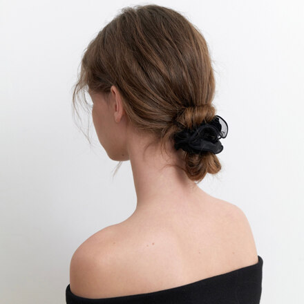 velvet romatic mech lace scrunch - black