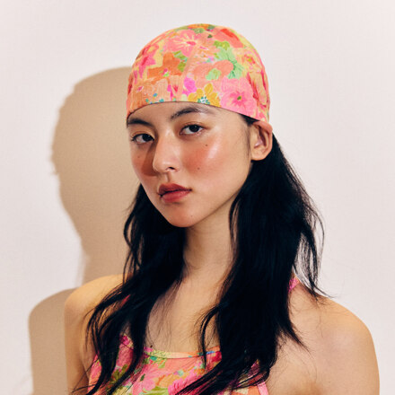 DAHLIA FABRIC SWIM CAP PINK FREE