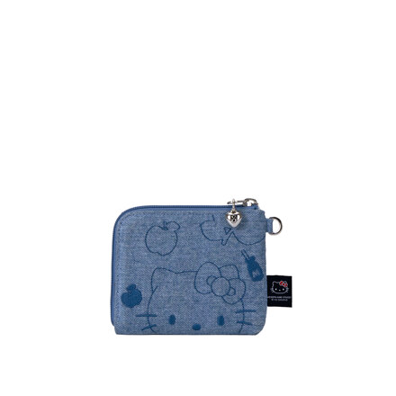 Denim Keyring Card Wallet Hello Kitty Washed Blue