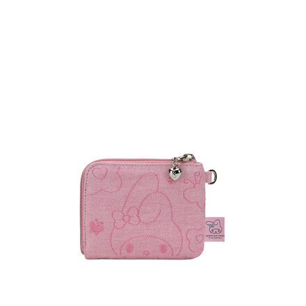 Denim Keyring Card Wallet My Melody Washed Pink