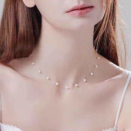 [아이브 장원영 착용] silver coco pearl-necklace