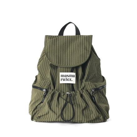 String Flap backpack_Check Khaki