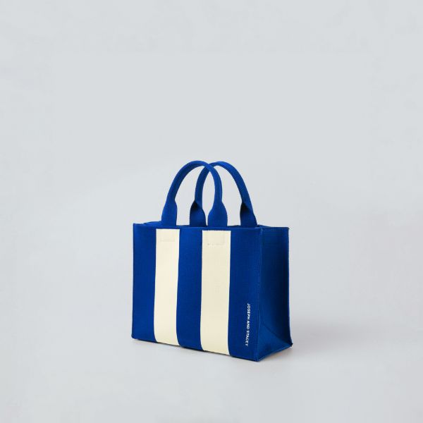 LPK Lattice Knit Tote Bag M Stripe Ivory on Blue - 조셉앤