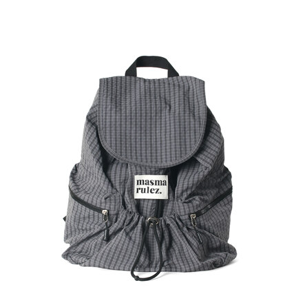 String Flap backpack_Check Dark gray