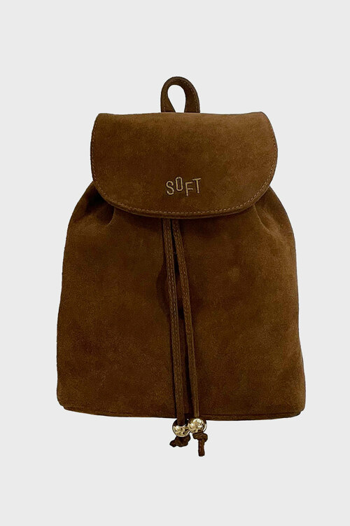 SUEDE GOLD BALL BACKPACK_BROWN