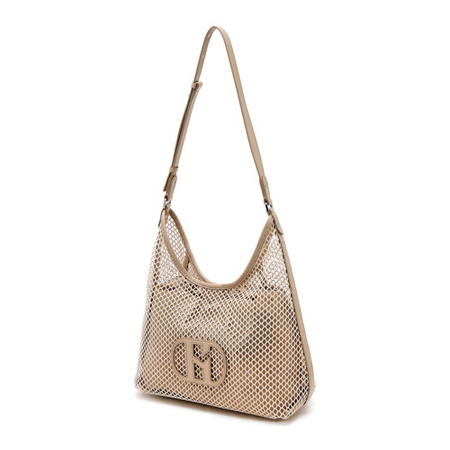 Beige Signature H Point Net Hobo 单肩包 M