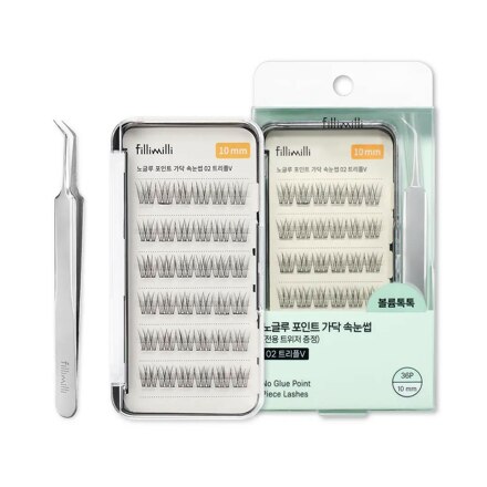 No Glue Point 单束假睫毛 02 Triple V 10mm 36束（含镊子）