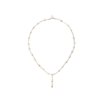 Glam Pearl Line Mixed Necklace (Silver)