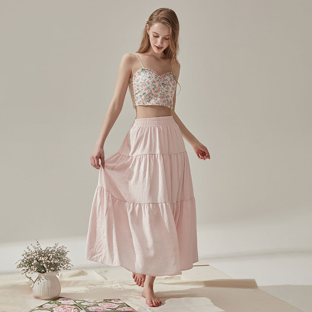 Ernes Tiered Long Skirt - Pink One Size 爱恩斯层叠长裙 - 粉色 均码