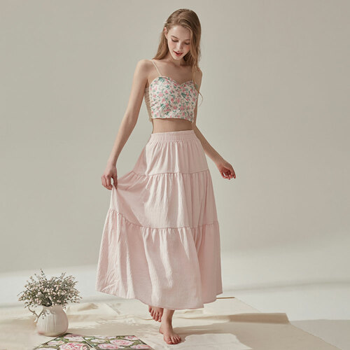 Ernes Tiered Long Skirt - Pink One Size 爱恩斯层叠长裙 - 粉色 均码