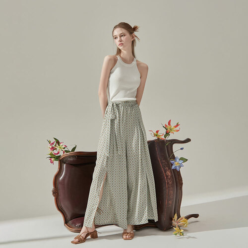 Ethnic Slit Long Pants One Size 民族风开叉长裤 - 均码