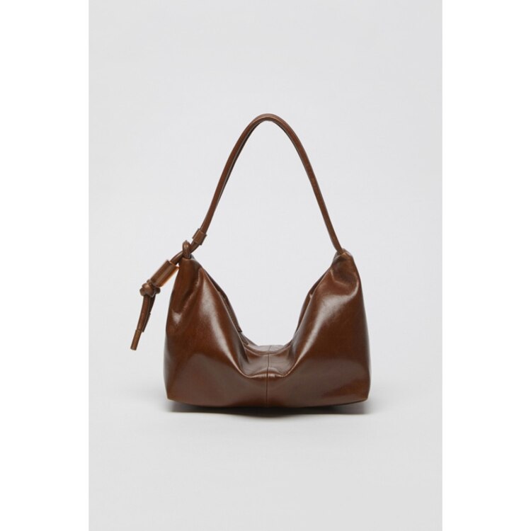 Ridge shoulder bag(Glossy crack camel)