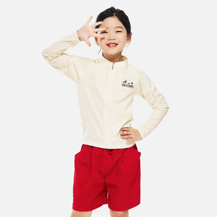 키즈 에센셜 아트웍 집업 래쉬가드(B6SKWZR301IVR)