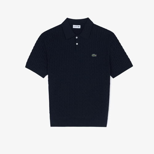 Cable Short-Sleeve Sweater Polo - 绞花短袖针织Polo衫