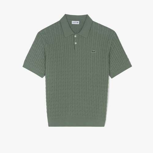 Cable Short-Sleeve Sweater Polo - 绞花短袖针织Polo衫