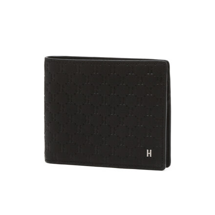 Black Logo Pattern Cowhide Wallet