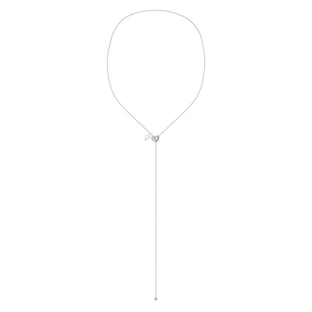 Heart & Pearl Drop Chain Necklace (Silver)