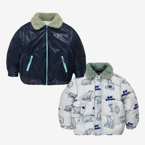 TODDY BEAR_리버서블 AOP 숏패딩 (프리마로프트)_Navy_공용