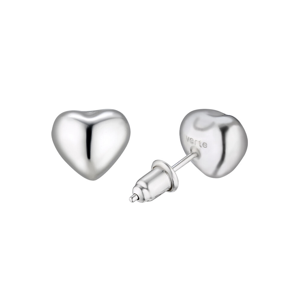 Deux.silver.137 / full heart earring (10mm)(silver)