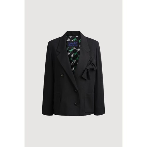 Ribbon Decorated Crop Jacket (black)