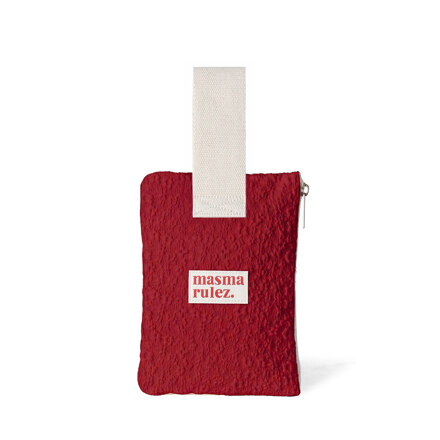 Strap pouch_Embo flower Red