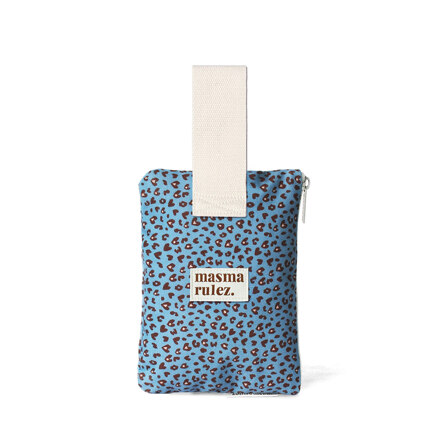 Strap pouch_Heart leopard_Mauve blue