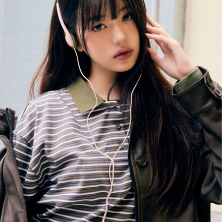 ROLA COLLAR STRIPE T-SHIRT GREEN FREE / T恤