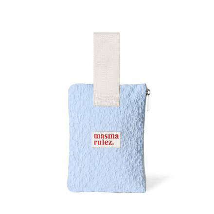 Strap pouch_Embo flower Sky