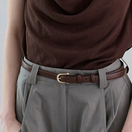 #Gold&Brown / The Meridian Classic Slim Leather Belt