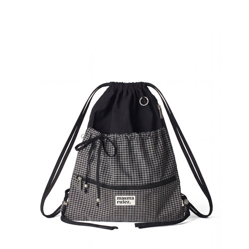 Ribbon gym sack_Check black