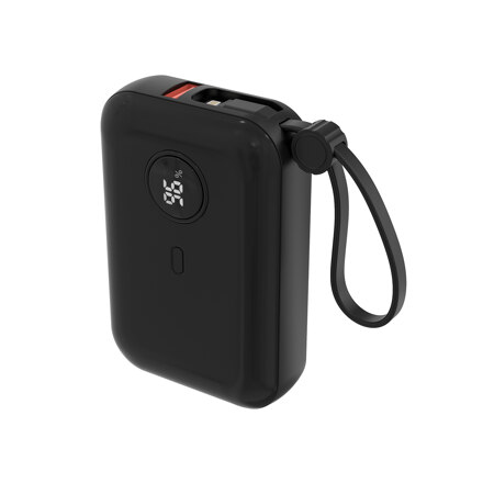 PD 22.5W 快速充电线集成迷你移动电源 10000mAh_黑色