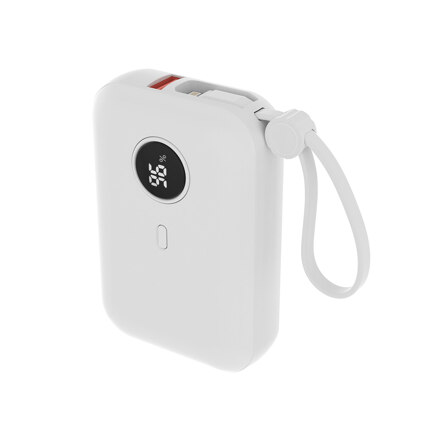[난연소재] 22.5W 고속충전 케이블 일체형 미니 보조배터리 10000mAh_화이트