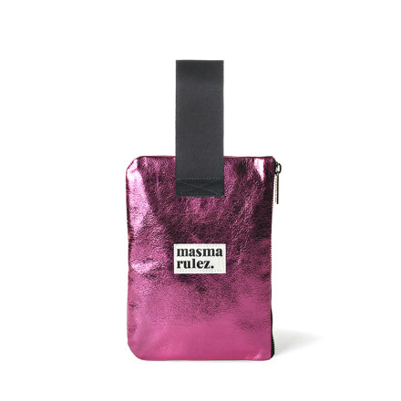 Strap pouch_Foil leather_Hot pink