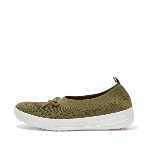 UBERKNIT SLIP-ON BALLERINA WITH BOW Olive Green