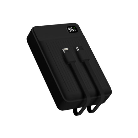 [난연소재] 22.5W 고속충전 케이블 일체형 대용량 보조배터리 20000mAh_블랙
