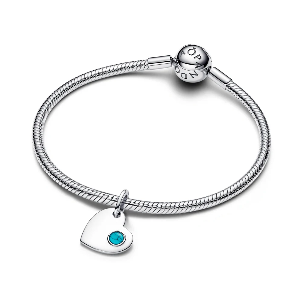 신세계인터넷면세점-판도라-bracelet-인그레이버블 하트 댕글 참 - 터콰이즈 블루 스톤