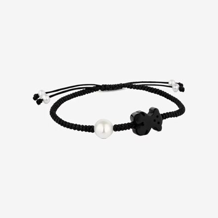 TOUS Onyx and pearl Tibet Bracelet with Bear motif