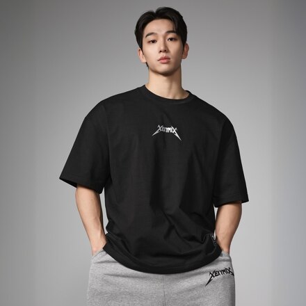 XML2TS1107 NX 맨즈 로고 오버핏 숏슬리브 블랙