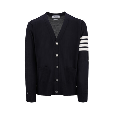 CLASSIC V NECK CARDIGAN W/ 4 BAR STRIPES,